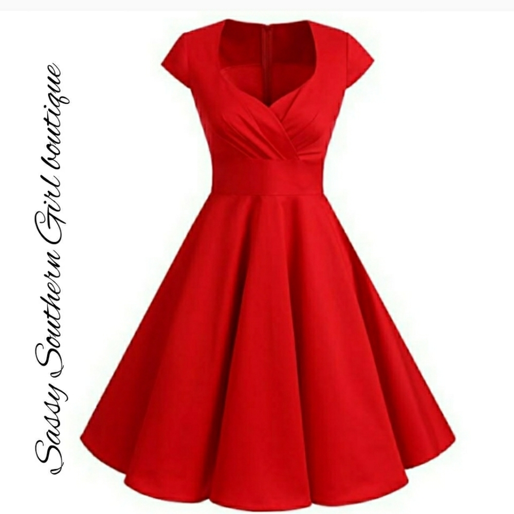 🆕⭐Red retro vintage cotton dress⭐